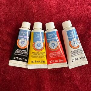 Artists Loft‎ Academic Level 1 Acrylic Paint Set 4 Colors Black Yellow Red White